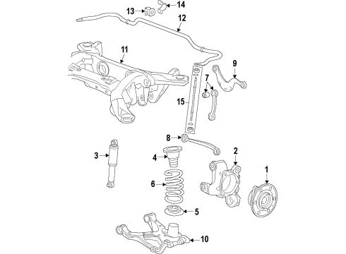 2013 Buick Enclave Rear Suspension, Lower Control Arm, Upper Control Arm, Stabilizer Bar, Suspension Components Coil Spring Diagram for 15835457