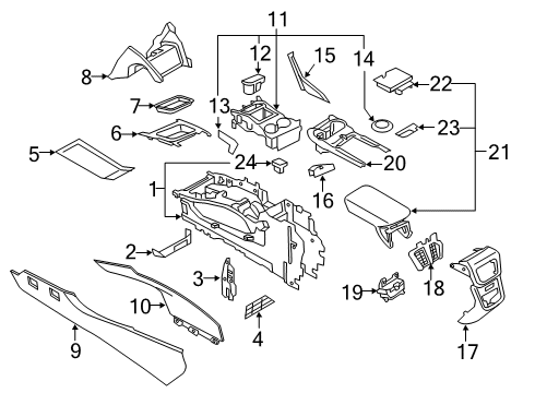 2021 Lincoln Nautilus Center Console Console Base Diagram for JA1Z-58045A36-AA