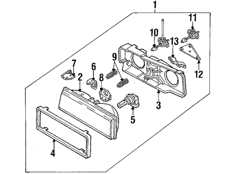 1989 Chevrolet Celebrity Headlamps Lens & Housing Asm-Headlamp(LH) Diagram for 16515793