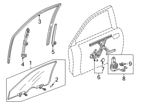 2000 Honda Accord Door & Components Channel, Right Front Door Run Diagram for 72235-S82-A02