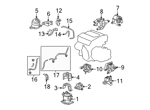 2008 Honda Accord Engine & Trans Mounting Pipe Assy. A, Electronic Control Mountt Diagram for 50911-TE1-A50