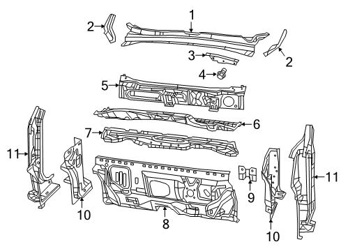 2017 Jeep Renegade Cowl REINFMNT-Dash Lower Diagram for 68200698AA