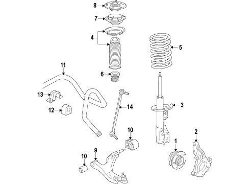 2009 Saturn Astra Front Suspension Components, Lower Control Arm, Stabilizer Bar Front Spring Set Diagram for 93179666