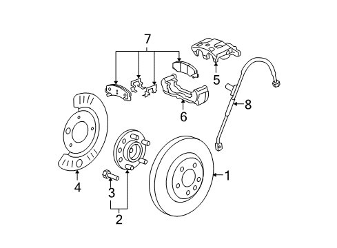 2009 Cadillac DTS Front Brakes Overhaul Kit Diagram for 15270293