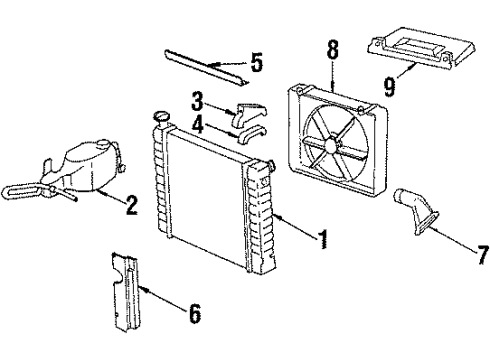 1985 Chevrolet Cavalier Radiator & Components, Cooling Fan Baffle, Radiator Air Upper Diagram for 14067092