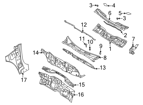 2001 Nissan Sentra Cowl GROMMET Screw Diagram for 76848-51E00