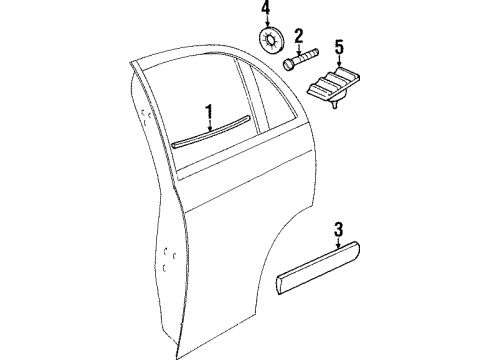 2001 Cadillac Catera Exterior Trim - Rear Door Molding, Rear Side Door Diagram for 9120053