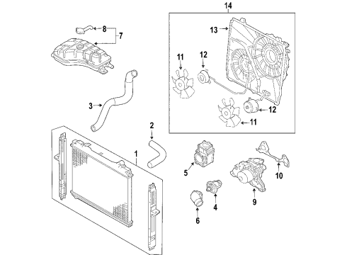 2004 Kia Sorento Cooling System, Radiator, Water Pump, Cooling Fan Motor Assembly Diagram for 977863E600