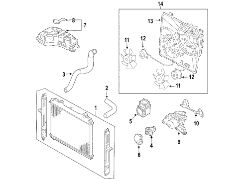 2004 Kia Sorento Cooling System, Radiator, Water Pump, Cooling Fan SHROUD, Fan Diagram for 253503E600