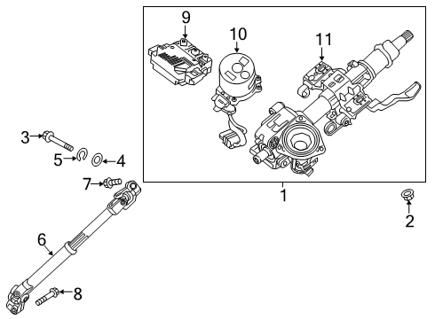 2021 Kia Niro Steering Column & Wheel, Steering Gear & Linkage Motor Assembly Diagram for 56330-J9000
