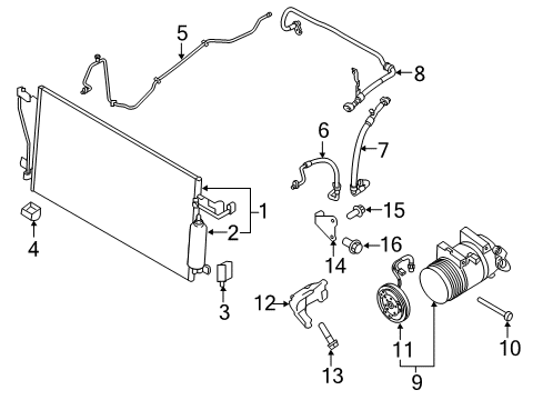 2016 Nissan Titan XD A/C Condenser, Compressor & Lines Pipe-Front Cooler, Low Diagram for 92450-EZ40A