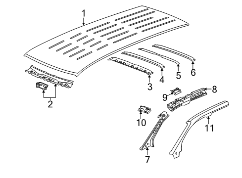 2011 Buick Enclave Roof & Components Rail Reinforcement Diagram for 15858097