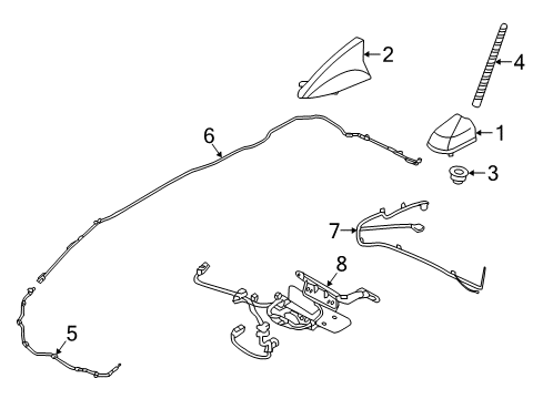 2020 Hyundai Tucson Antenna & Radio Feeder Cable-Antenna FLR NO.1 Diagram for 96230-D3200