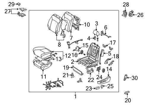 2013 Lexus IS F Driver Seat Components Pad, Front Seat Cushion Diagram for 71512-53150