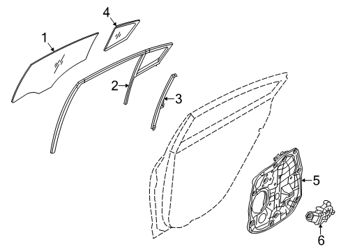 2015 Kia Forte Rear Door Glass Assembly-Rear Door LH Diagram for 83410A7020