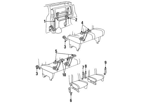 1997 Ford Aerostar Rear Seat Belts Center Seat Belt Diagram for F29Z-12611B66-D