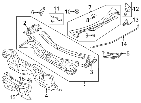 2013 Scion FR-S Cowl Dash Panel Diagram for SU003-01361