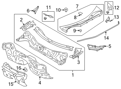 2019 Toyota 86 Cowl Cowl Grille Cap Diagram for SU003-03140