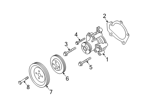 2004 Kia Spectra Water Pump Bolt Diagram for 2512523000