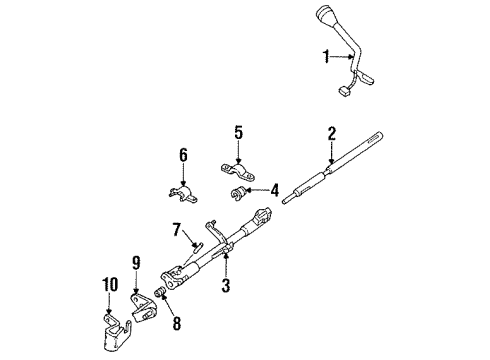 1997 Mercury Grand Marquis Shaft & Internal Components Gear Shift Assembly Diagram for F5AZ-7210-A