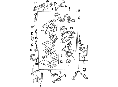 2000 Ford Contour Air Conditioner Evaporator Core Diagram for XS2Z-19860-AA