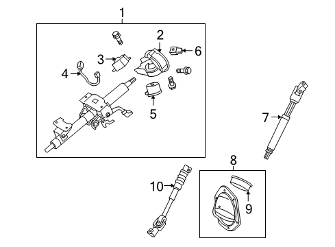 2010 Toyota 4Runner Steering Column & Wheel, Steering Gear & Linkage Column Assembly Diagram for 45250-35A00