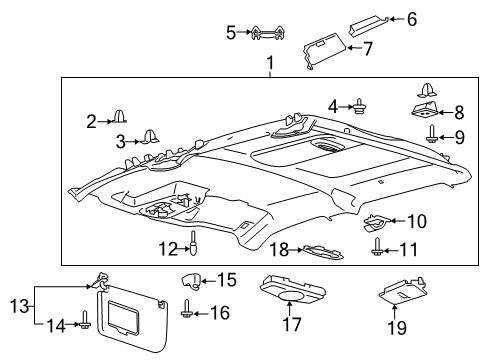 2019 Ford F-250 Super Duty Interior Trim - Cab Reading Lamp Assembly Diagram for EM2Z-13776-AD