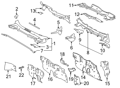 2022 Toyota Corolla Cowl Insulation Diagram for 55210-02640