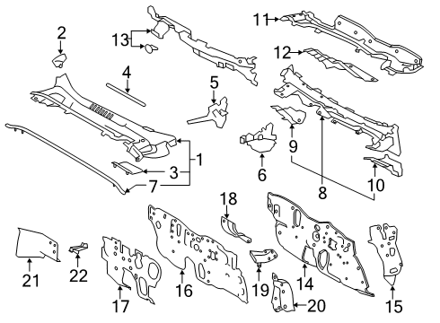 2022 Toyota Corolla Cowl Silencer Diagram for 55211-02200