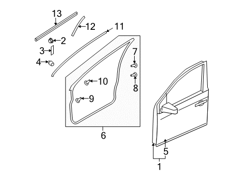 2011 Nissan Murano Front Door Tape-Front Door Sash Rear, LH Diagram for 80819-1AA0C