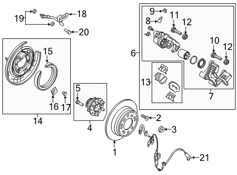 2017 Hyundai Sonata Rear Brakes Rear Brake Caliper Kit, Right Diagram for 58311C1A15