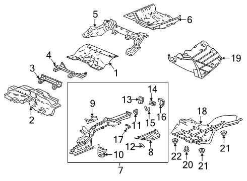 2020 Honda Accord Rear Body - Floor & Rails Patch, L. Outrigger Diagram for 65664-TVA-A00ZZ