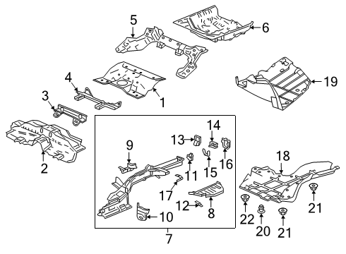 2020 Honda Accord Rear Body - Floor & Rails Cover Assy., L. Middle Floor (Lower) Diagram for 74570-TVA-A00