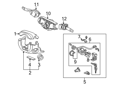 2000 Honda S2000 Switches Lock Assy., Steering Diagram for 35100-S2A-A01