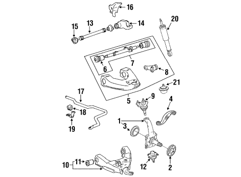 1990 Toyota 4Runner Front Suspension Components, Lower Control Arm, Upper Control Arm, Stabilizer Bar Knuckle Diagram for 43202-35030