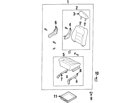1999 Kia Sportage Front Seat Components Cushion-Front Seat, RH Diagram for 0K08B57210A96