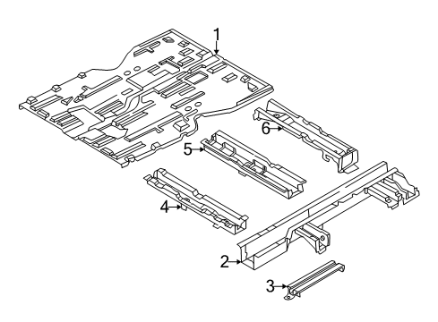 2002 Kia Sedona Pillars, Rocker & Floor - Floor & Rails Panel-Front Floor Diagram for 0K52Y53610A