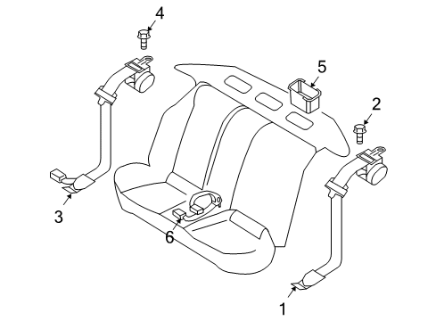 2009 Nissan Altima Seat Belt Rear Buckle Belt Assembly, Center Diagram for 88843-ZX28A