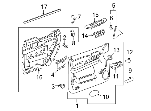 2007 Chevrolet Tahoe Interior Trim - Front Door HANDLE ASM-RR S/D I/S *TITANIUM Diagram for 22855644