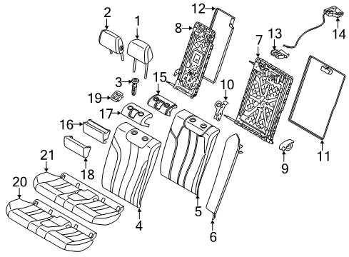 2019 BMW M5 Rear Seat Components Side Section, Imitation Leather, Left Diagram for 52207456223