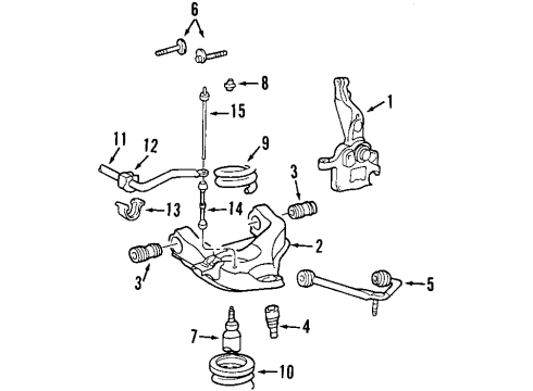 2006 Ford Ranger Front Suspension Components, Lower Control Arm, Upper Control Arm, Stabilizer Bar, Torsion Bar Lower Control Arm Rear Bushing Diagram for F57Z-3069-CA