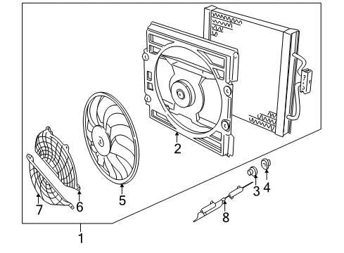 1997 BMW 540i A/C Condenser Fan Upper Protection Grid For Additional Fan Diagram for 64548361937