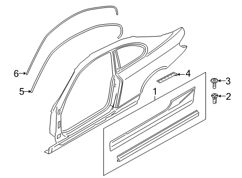 2011 BMW 328i Exterior Trim - Pillars, Rocker & Floor Roof Frame Strip, Left Diagram for 51767119081