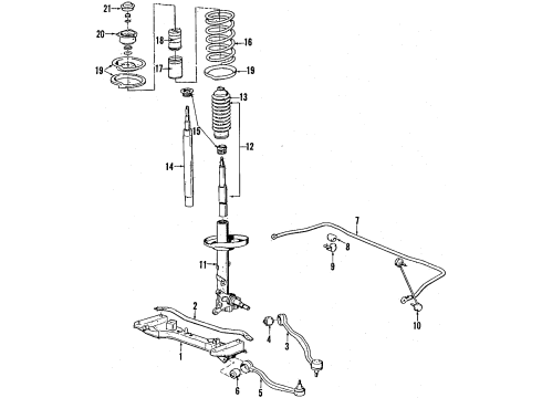 1985 BMW 528e Front Suspension Components, Lower Control Arm, Stabilizer Bar Front Right Spring Strut Diagram for 31312226167