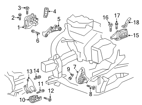 2018 Chevrolet Traverse Engine & Trans Mounting Mount Bracket Diagram for 23221646