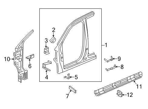 2020 Acura MDX Pillars, Rocker & Floor - Inner Structure Separator, Front Diagram for 63146-TZ5-A01