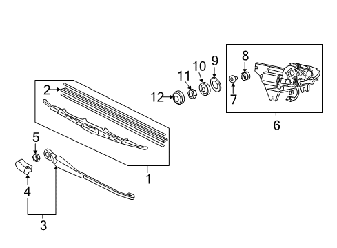 2008 Honda Odyssey Lift Gate - Wiper & Washer Components Cap, Pivot Diagram for 76711-SED-003