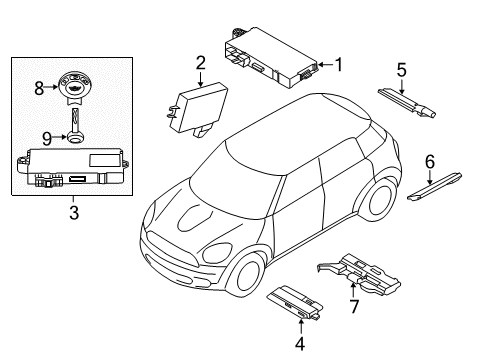 2012 Mini Cooper Countryman Electrical Components Electrical Control Module Diagram for 61359395656