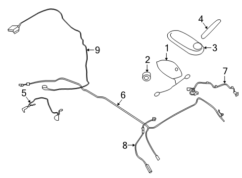 2016 Infiniti QX50 Antenna & Radio Antenna Assembly Diagram for 28208-1UR2A