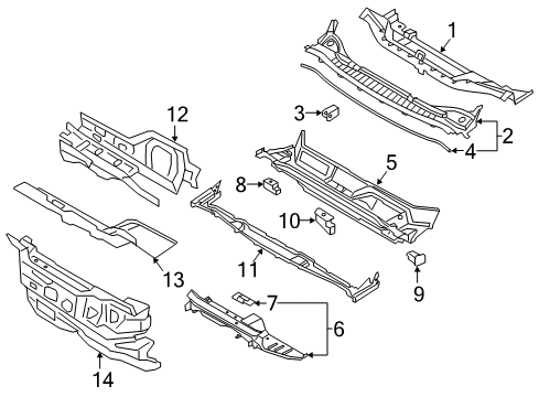 2019 Ford Edge Cowl Reinforce Panel Diagram for F2GZ-5801610-L